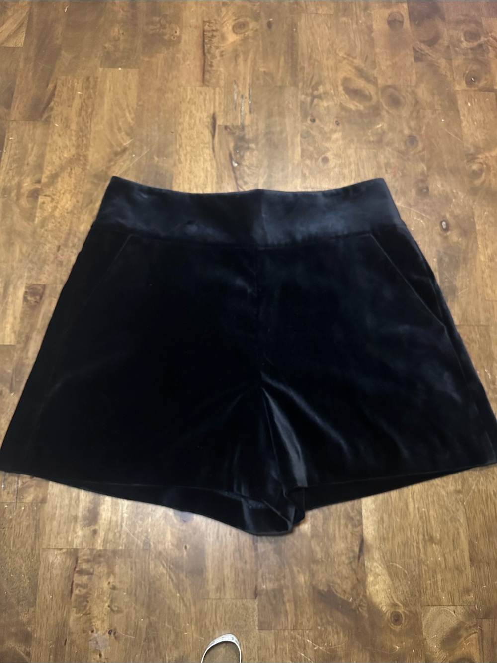Alice + Olivia Black High-Waist Velvet Shorts